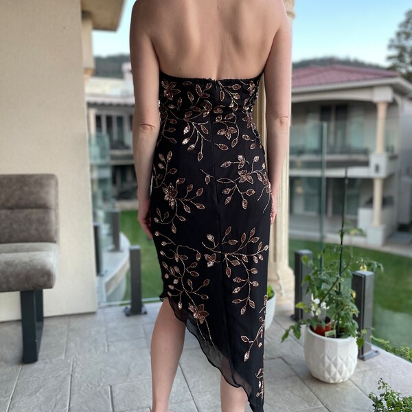 Vintage Burgundy Unique design Prom Evening Dress Y2K Ombré Beaded Gown Prom Dress main image 1