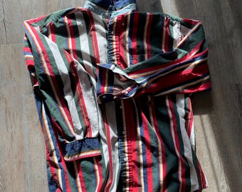 Camisa Oxford a rayas con botones de Tommy Hilfiger, estilo vintage de los años 90, talla mediana.