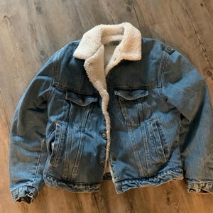 Vintage denim jean canyon creek chore coat sherpa fall autumn