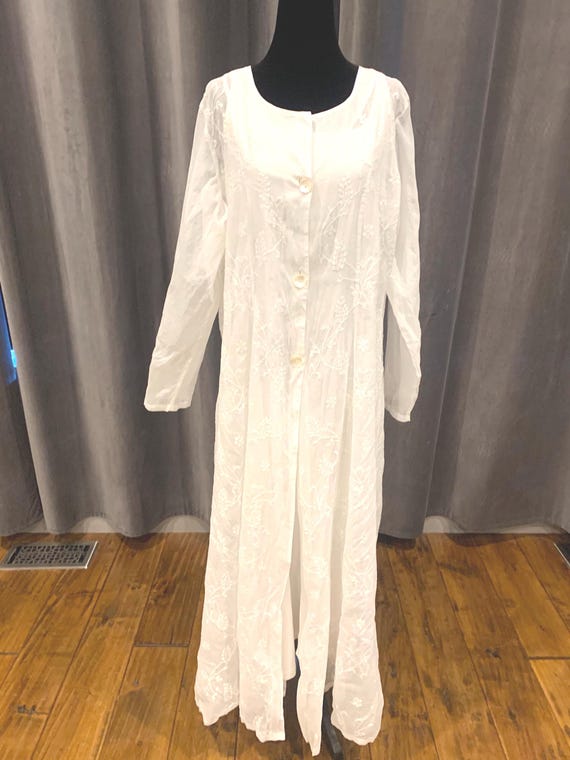 Vintage Gauzy Cotton White Beach Dress Set Embroidered Beach Cover and Tank  Dress Y2k April Cornell Boho Medium Large - Etsy