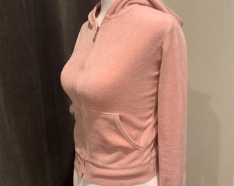 true vintage juicy couture hoodie sweatshirt 2000s 90s Y2k terrycloth velour