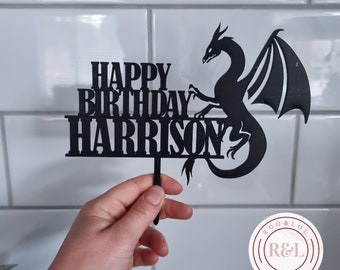 Custom Dragon Cake Topper | Fantasy | Birthday | Acrylic Topper