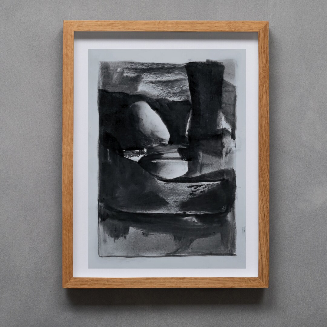 Charcoal Drawing on Paper Stunning Artwork 11x8 Inches Wall Decor