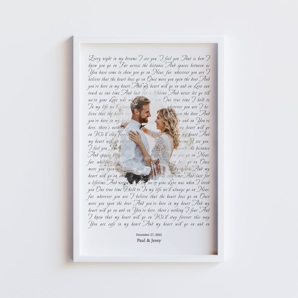 Song Lyrics Wall Art, Song Lyrics Photo Personalized, Favorite Song Lyrics, First Anniversary Gift, Wedding Song Lyrics, Engagement Gift