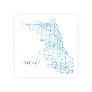 Map of Chicago, Chicago Map, Chicago Art, Chicago, Illinois, Roads, Parks, Rivers, Lakes