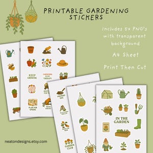 Pegatinas de jardinería imprimibles troqueladas / PNG imprimibles A4