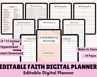 Digital Faith Planner: Prayer Journal, Bible Study, Christian Diary (PDF)