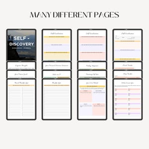 Pode incluir: Um di&aacute;rio digital intitulado "Self-Discovery Workbook Journal" com p&aacute;ginas para autoavalia&ccedil;&atilde;o, acompanhamento da felicidade, estabelecimento de objetivos e muito mais.