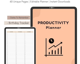 Editable Productivity Planner: Canva Journal Pages (Digital Download)