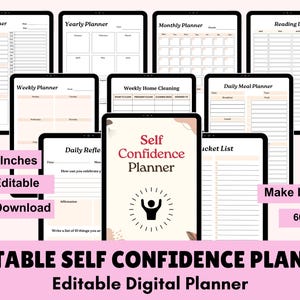 Self Confidence Planner, Self Esteem Workbook, Self-Care Prompts, Teen Planner, Confidence Building Worksheets, Printable Journal