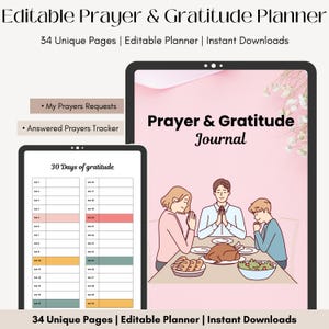 Digital Prayer Planner, Prayer Journal, Gratitude Journal, Daily Prayer Planner, Faith Planner Notebook, Prayer Journal Templates.