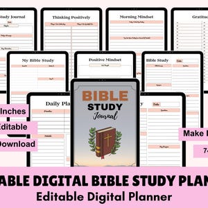 Prayer Journal Bundle: Bible Study, Gratitude Prompts (Canva Template & Printable PDF)