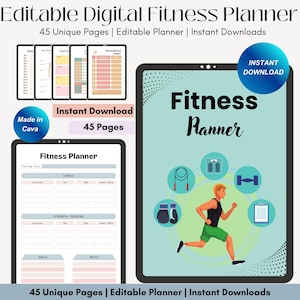 Workout Tracker Printable, Daily Exercise Log, Fitness Journal, Workout Planner, Fitness Planner, A4/A5/Letter/Half Size, Instant Download