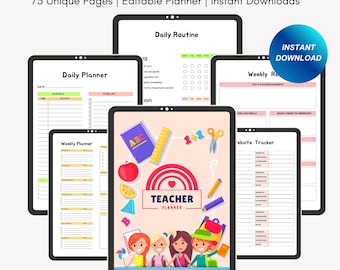 Digital Teacher Planner: Editable Canva Templates (PDF, JPG, PNG)