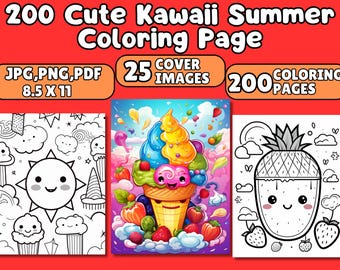 200 Kawaii Summer Coloring Pages - Fun Printable Activity (PDF Download