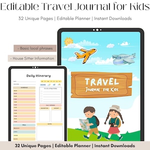 Pacote de diário de viagem para crianças - Diário de viagem para crianças, planejador de férias - DOWNLOAD DIGITAL - PDF para impressão - Tamanhos Carta EUA e A4