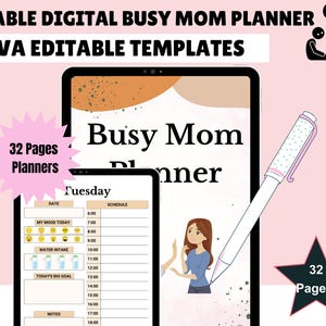 Busy Mom Planner Digital Template Stay at Home Mom Planner Life Organizer for Mom Life Planner Printable Editable Task Planner for Busy Moms
