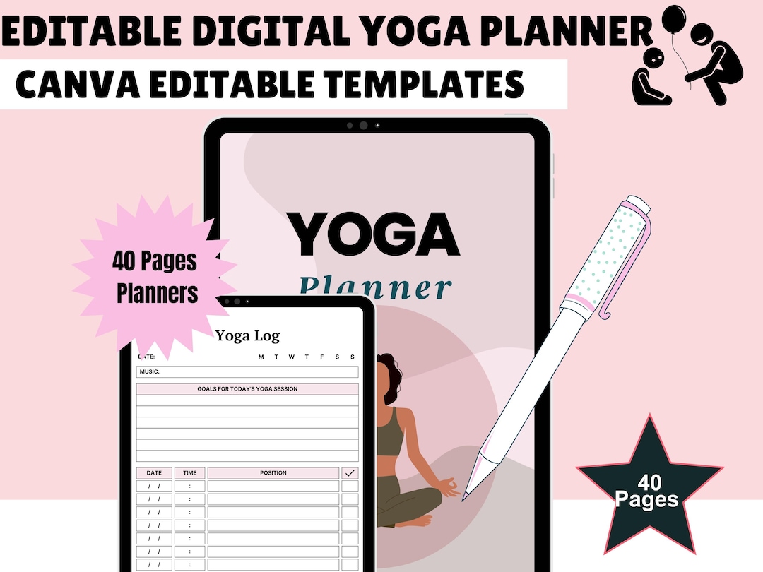 Editable Digital Yoga Planner - Printable Journal for Mindfulness ...