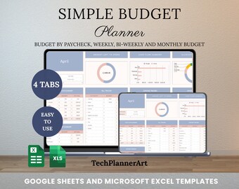 Easy Budget Planner, Google Sheets & Excel Template (Digital Download)