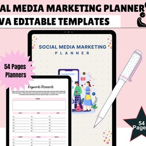 Editable Social Media Marketing Planner – Canva Templates (PDF)