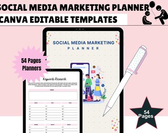 Editable Social Media Marketing Planner – Canva Templates (PDF)