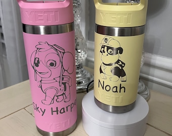 Yeti personalizado para niños; Patrulla Canina. Grabado a láser. Sky, Everest, Rocky, Rubble, Chase, Marshall.