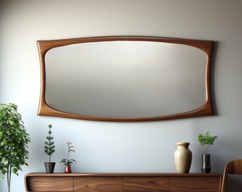 Asymmetrical Wooden Frame Mirror, Irregular Mirror, Home decor mirror