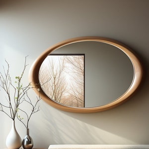 Asymmetrical Wooden Frame Mirror, Irregular Mirror, Home decor mirror