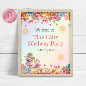 Editable Fairy Welcome Sign Template, Fairy Birthday Sign, Whimsical Fairy, Fairy Birthday Party, Welcome Sign, Small Sign