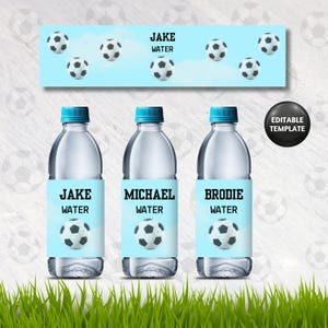 Editable Soccer Water Bottle Label Template, Birthday Bottle Label, Water Bottle Label, Printable Label, Soccer Label, SGB00