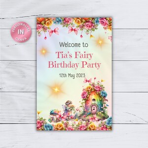 Editable Fairy Welcome Sign Template, Fairy Birthday Sign, Whimsical Fairy, Fairy Birthday Party, Welcome Sign, Large Sign