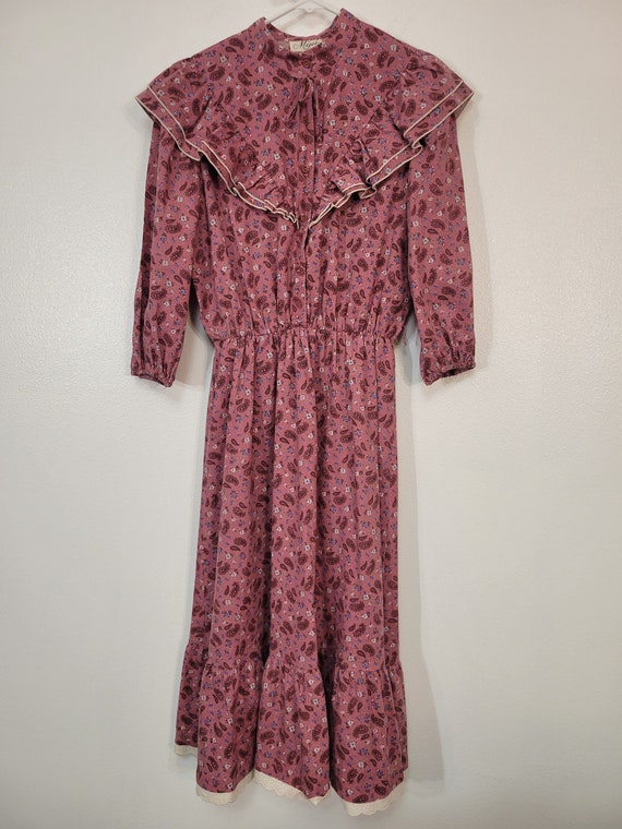 vintage 1970s Mijoi pink/maroon paisley cottageco… - image 1