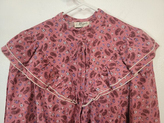 vintage 1970s Mijoi pink/maroon paisley cottageco… - image 5