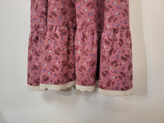 vintage 1970s Mijoi pink/maroon paisley cottageco… - image 6