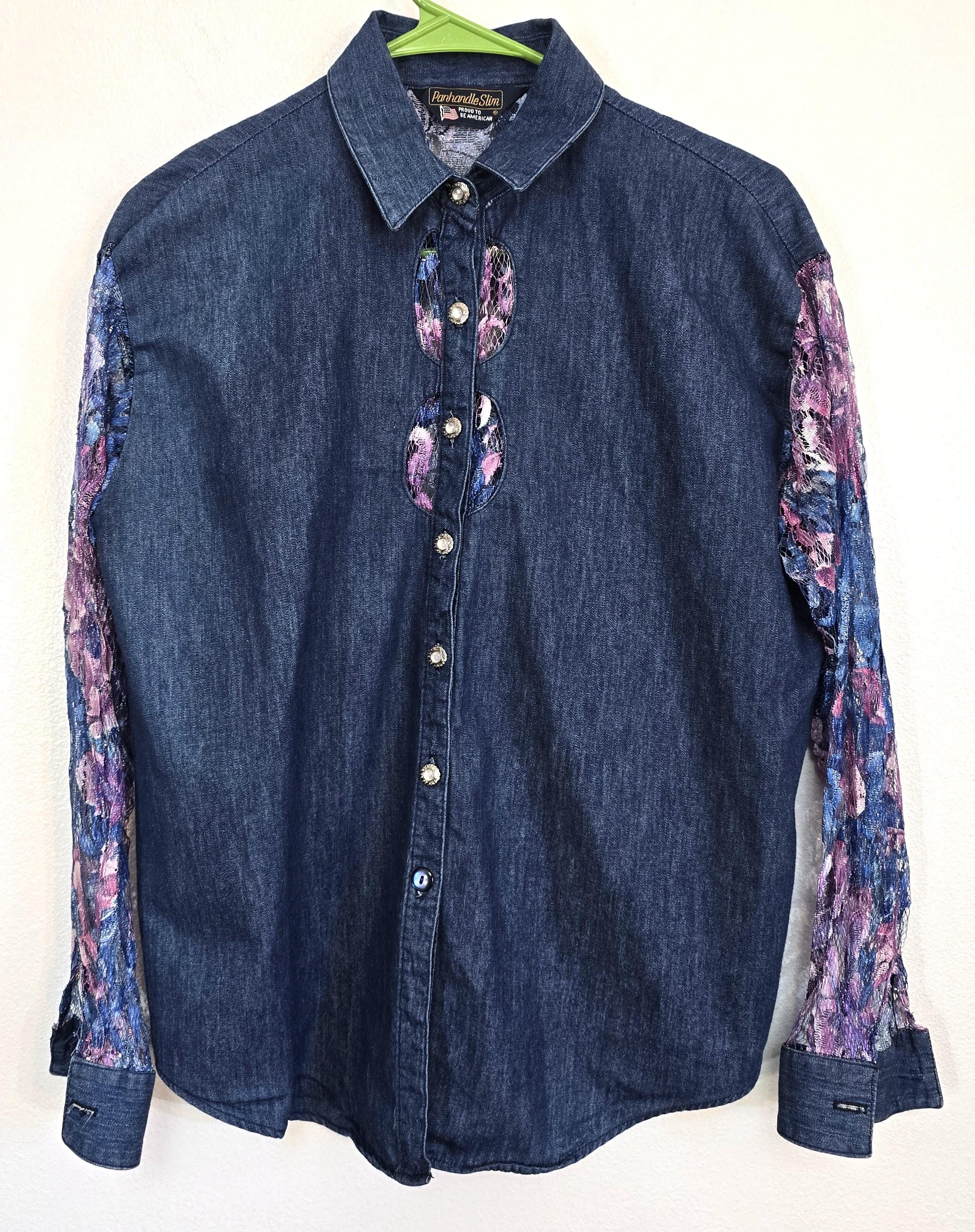 Lace Denim Tops for Women - Etsy