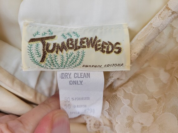 Vintage 1970s Tumbleweeds Cream/Blue Floral and L… - image 2