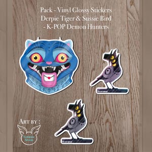 K-POP Demon Hunters Inspired Vinyl Stickers - Derpy Tiger & Sussie Bird