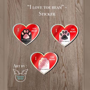 Holografische und glänzende Vinyl-Aufkleber – „I love toe bean“