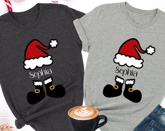 Kids Christmas Shirts, Split Santa Boy Shirt, Custom Name Christmas Shirt, Santa Kids Shirt, Personalized Christmas Shirt, Xmas Family Shirt