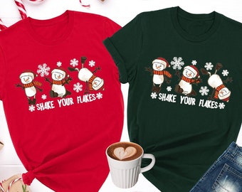 Christmas Snowman Shirt, Shake Your Flakes Shirt, Cute Christmas Shirt, Christmas Gifts, Winter Tee, Holiday Gift, New Year Shirt, Xmas Gift