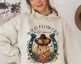 Wild Flowers Wild Horses Hoodie, Wild Flowers Sweatshirt, Country Girl Hoodie, Country Gift, Western Hoodie, Cowgirl Hoodie, Concert Sweater