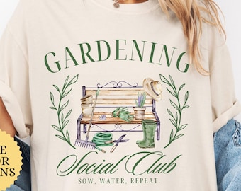 Comfort Colors Gardening Social Club Shirt, Gardener Shirt,Plant Mom Shirt,Plant Lover Shirt,Plant Lady Shirt,Cottagecore Tee,Gardening Gift