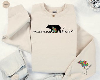 Custom Autism Mom Sweatshirt, Autism Mama Bear Sweatshirt, Autism Mom Gift, Autism Mama Sweatshirt, Autism Mom Hoodie, Autism Gift For Mama