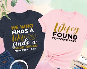Wifey Hubby Proverbs Shirt, Christian Couple Shirt, Funny Couple Shirt, Couple Matching Shirt, Husband And Wife Shirt, Wedding Anniversary