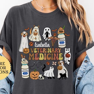 Comfort Colors Custom Veterinary Medicine Halloween Shirt,  Halloween Veterinarian Shirt, Halloween Vet Tech Shirt, Vet Receptionist Shirts