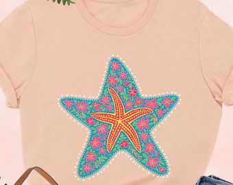 Starfish Shirt, Cute Summer Shirt, Beach Vibes Shirt, Tropical Shirt, Coastal Shirt, Womens Summer Shirt, Hawaii Shirt, Beach Vacation Tee