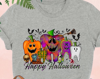 Halloween Teeth Shirt, Halloween Dental Shirt, Halloween Gift For Dentist, Happy Halloween Shirt, Dental Assistant Gift, Fall Dental Shirts