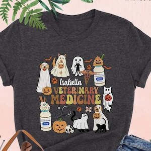 Veterinary Medicine Halloween Shirt, Custom Vet Tech Shirt, Veterinarian Halloween Shirt, Ghost Dog Shirt, Spooky Vet Assistant Shirt