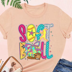 Brushstroke Softball Shirt, Softball Coquette Bow Shirt, Softball Lover Shirt, Softball Mama Shirt, Game Day Softball Shirt, Sports Mom Gift