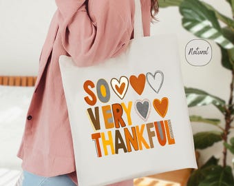 So Very Thankful Tote Bag, Thanksgiving Tote Bag, Fall Tote Bag, Autumn Bag, Fall Season Tote, Fall Vibes, Fall Gift, Womens Fall Tote Bag